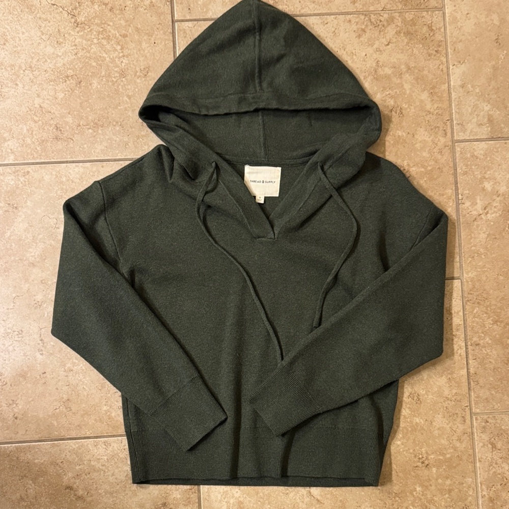 Thread & Supply Green Hooded Sweater